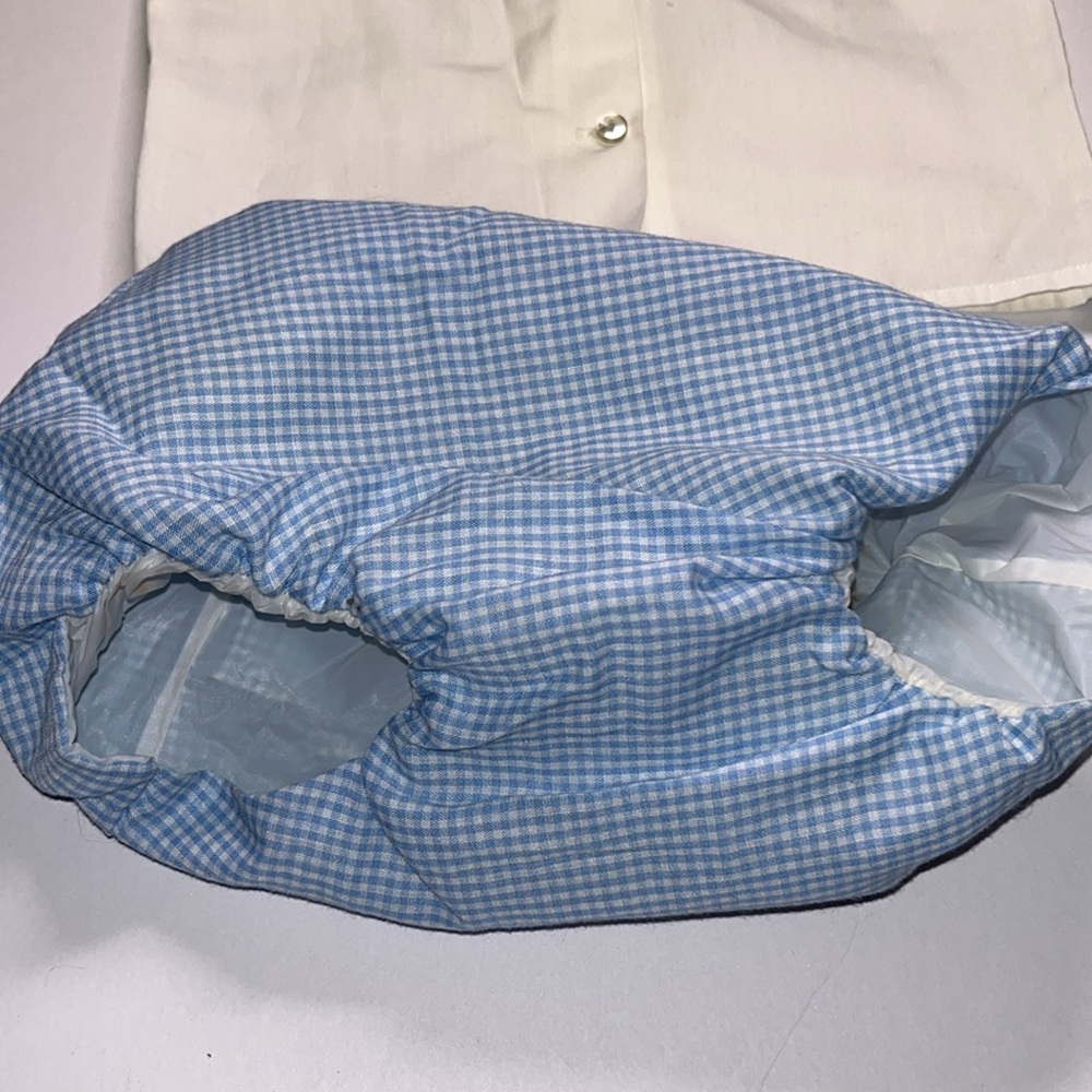 Precious vintage 1950s Going to Grandmas Blue and White check baby Outfit Set - Picture 14 of 15